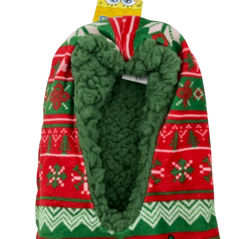 SpongeBob SquarePants Men's Christmas Ugly Sweater Slippers Size 10-13 Cozy NWT - Picture 3 of 13